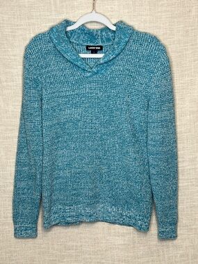 Lands' End Women’s Teal V-Neck Shawl Sweater